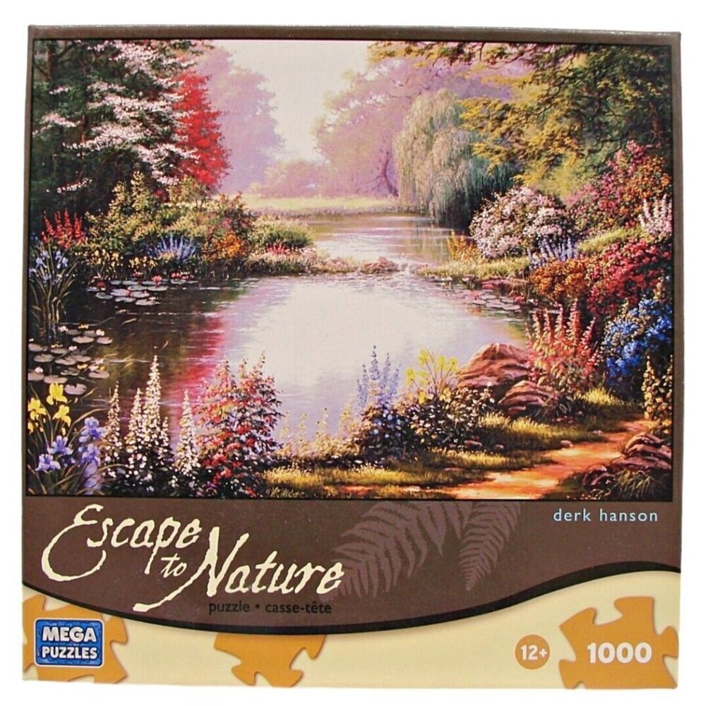 Escape To Nature 1000 Piece Jigsaw Mega Puzzle Mountains Lake Floral Derk Hanson
